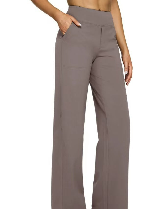 Loose Pocket Knit Straight High Waist Yoga Pants