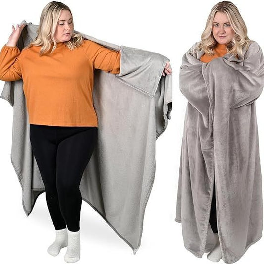Wearable Blanket Flannel Polar Fleece Wearable Hooded Blanket Hoodie