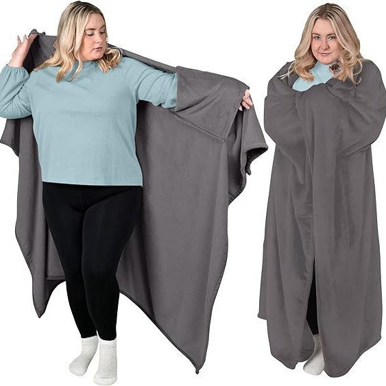 Wearable Blanket Flannel Polar Fleece Wearable Hooded Blanket Hoodie