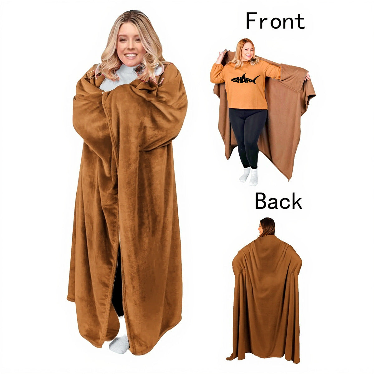 Wearable Blanket Flannel Polar Fleece Wearable Hooded Blanket Hoodie