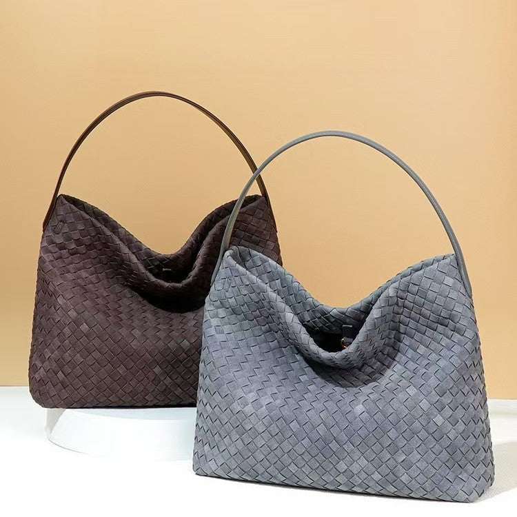 women's handmade woven bucket bag