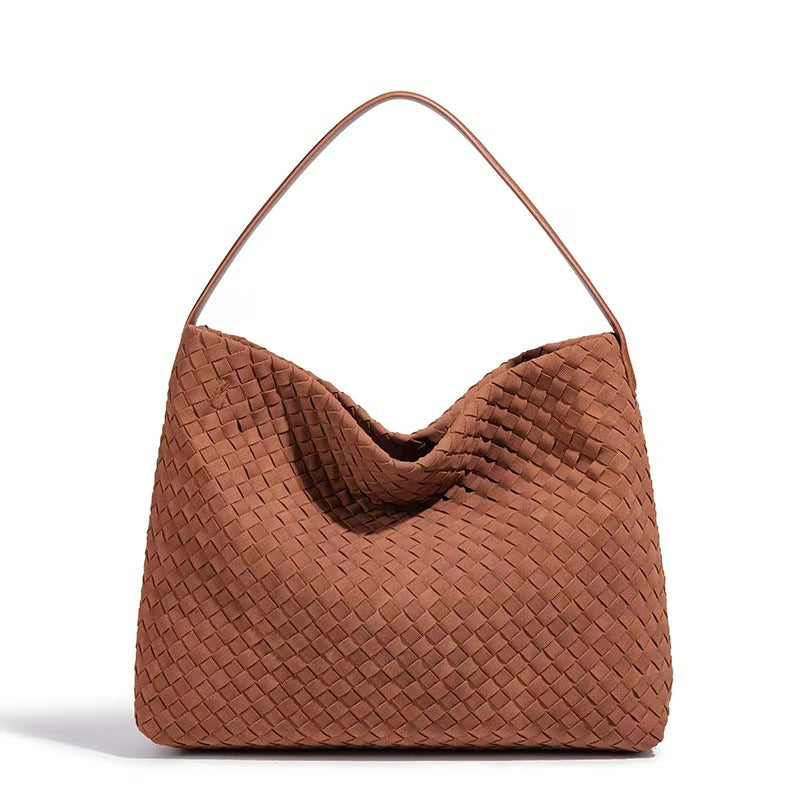 women's handmade woven bucket bag