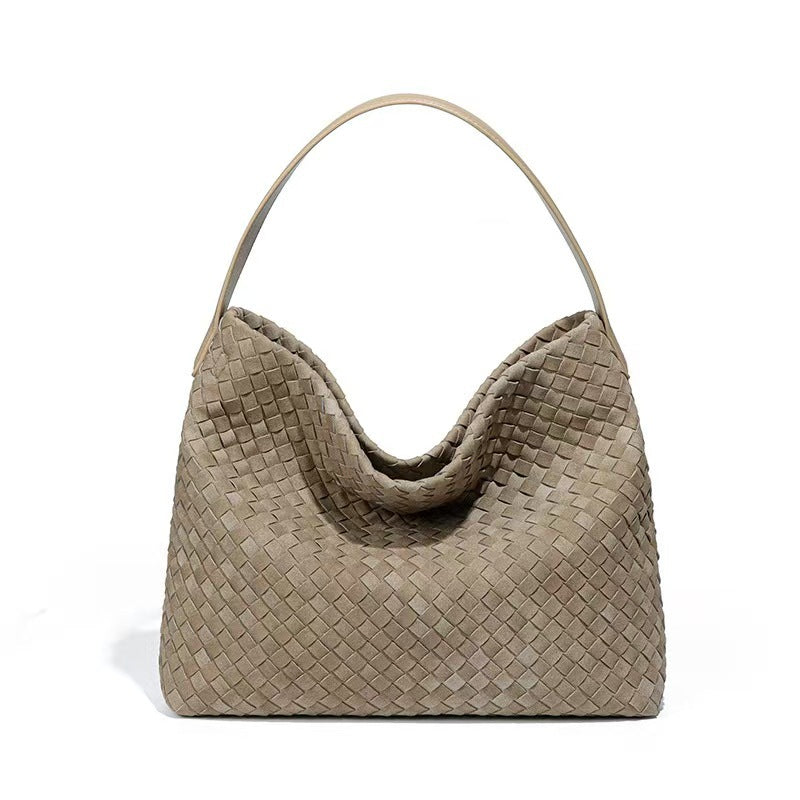 women's handmade woven bucket bag