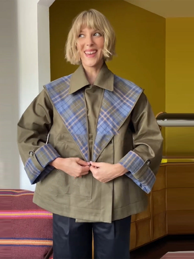 Reversible button-down loose trench coat