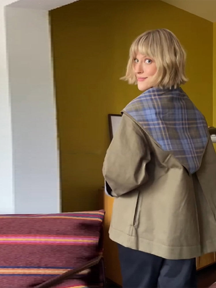 Reversible button-down loose trench coat