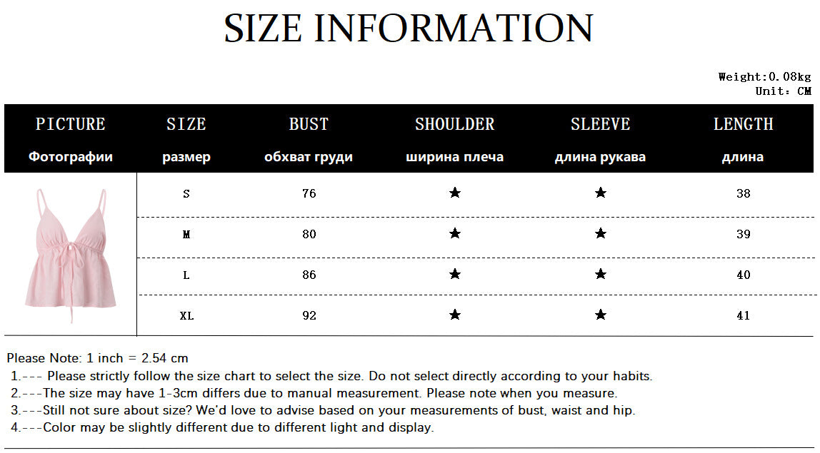 Dopamine V-neck Lace-up Backless Pleated Slimming Camisole for Women