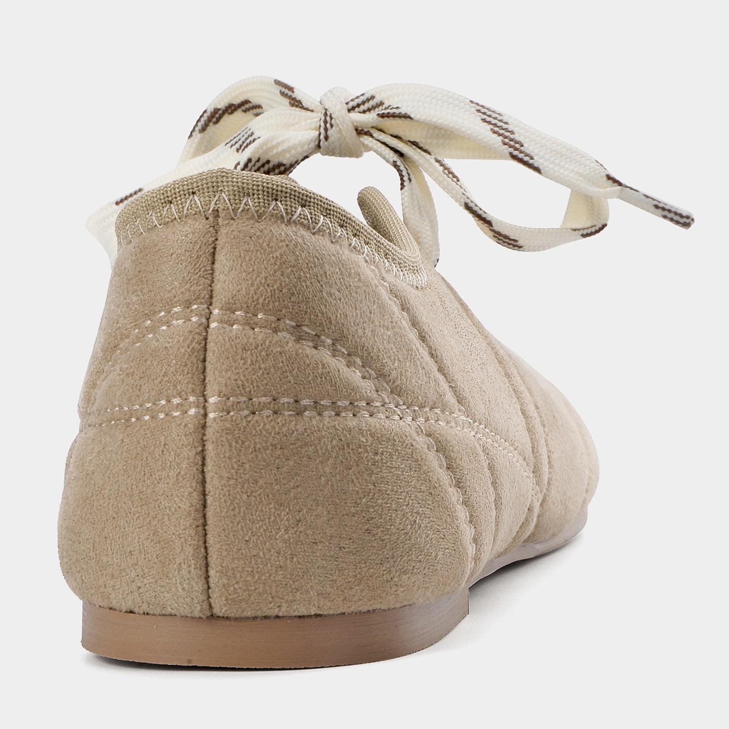 Beige suede lace-up ballet-style flats and pumps