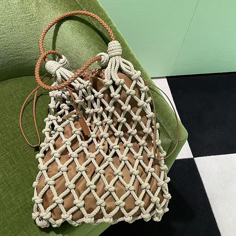 Hand-woven shoulder bag, handbag, net bag, beach bag