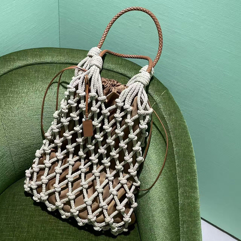 Hand-woven shoulder bag, handbag, net bag, beach bag