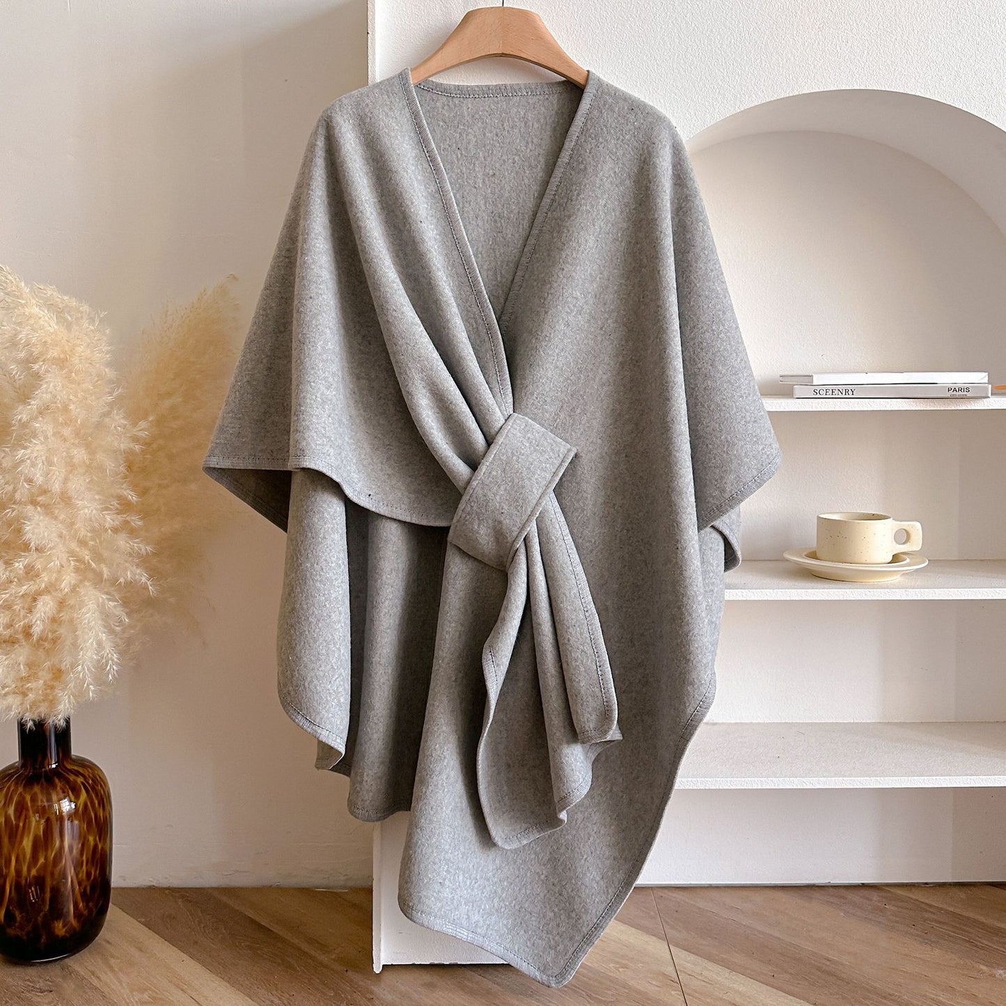 shawl, cape, overcoat, plus-size knitted cardigan