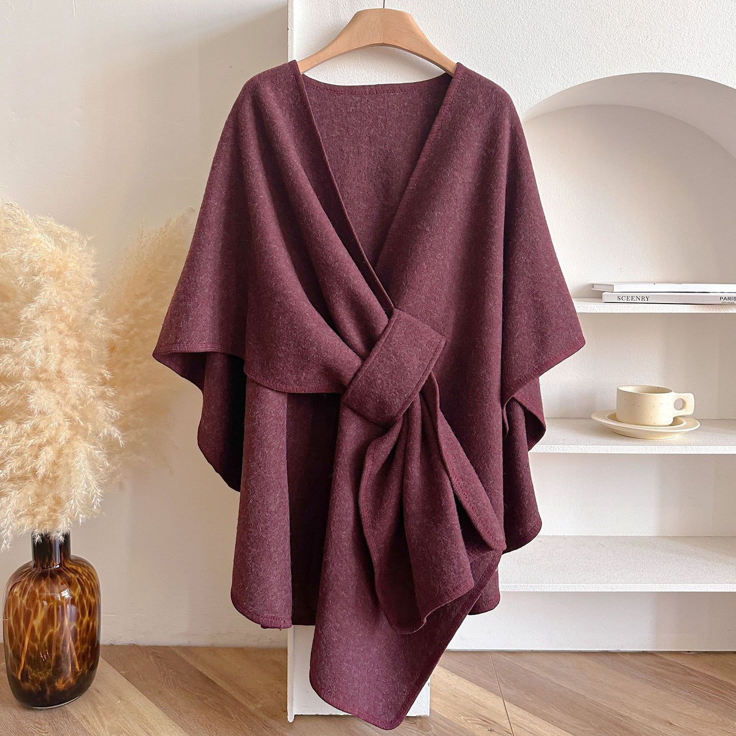 shawl, cape, overcoat, plus-size knitted cardigan