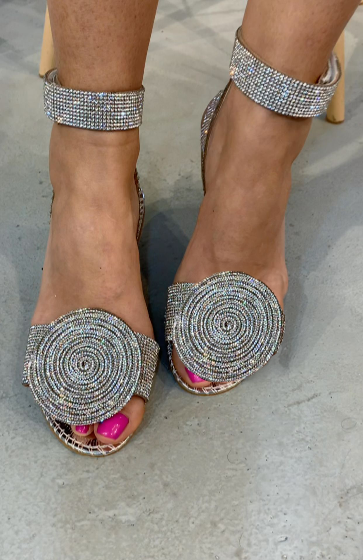 Square rhinestone sandals