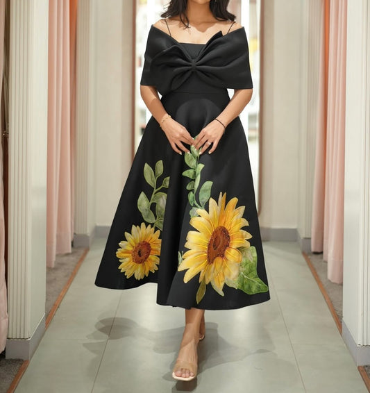 Sunflower dress + detachable bow