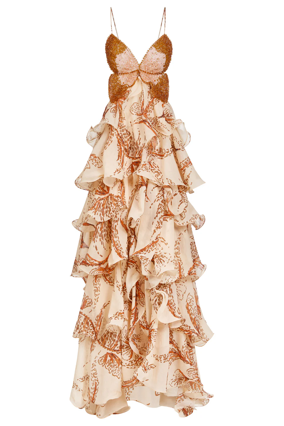 Butterfly print ruffled maxi skirt