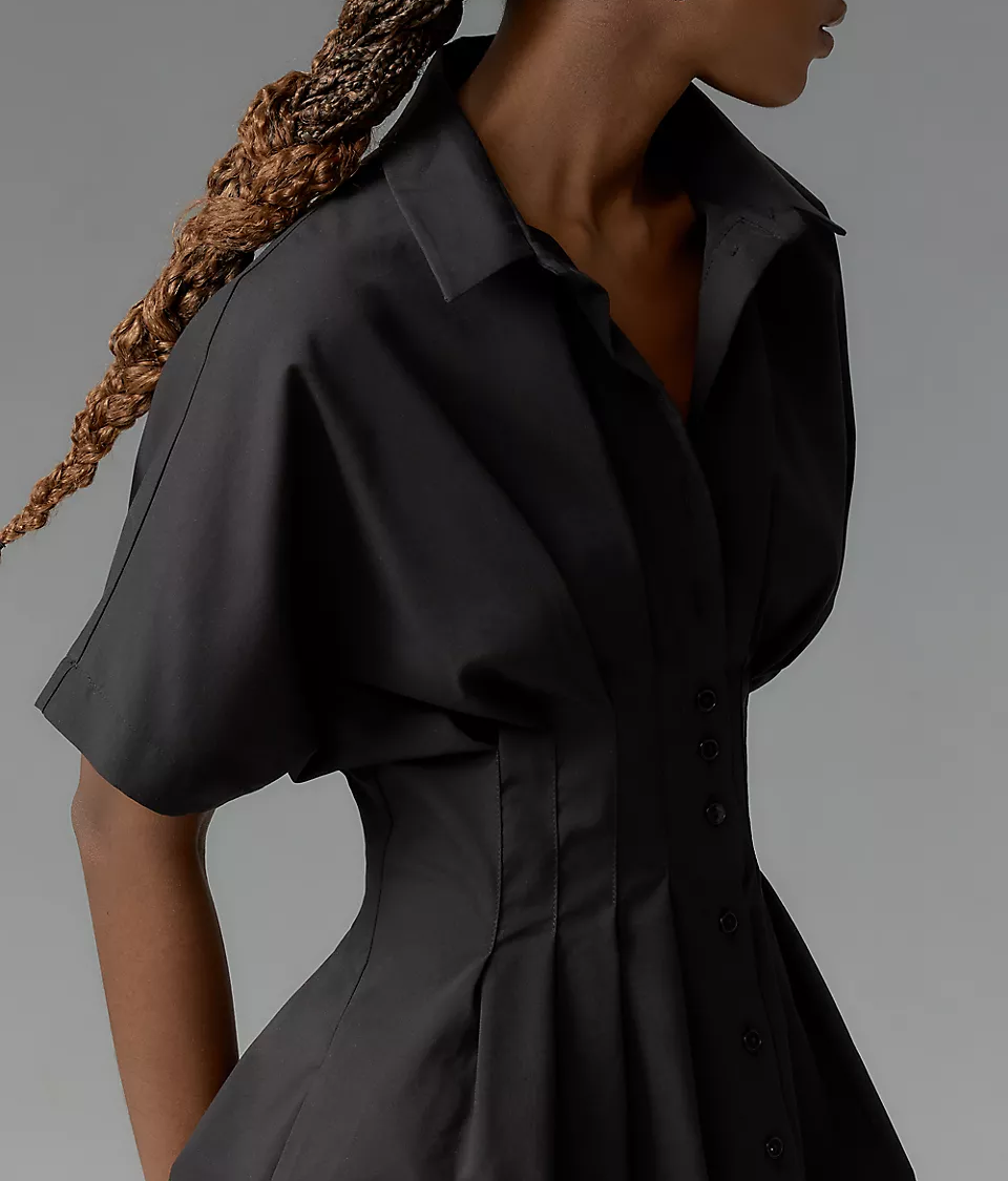 Pleated Mini Shirt Dress