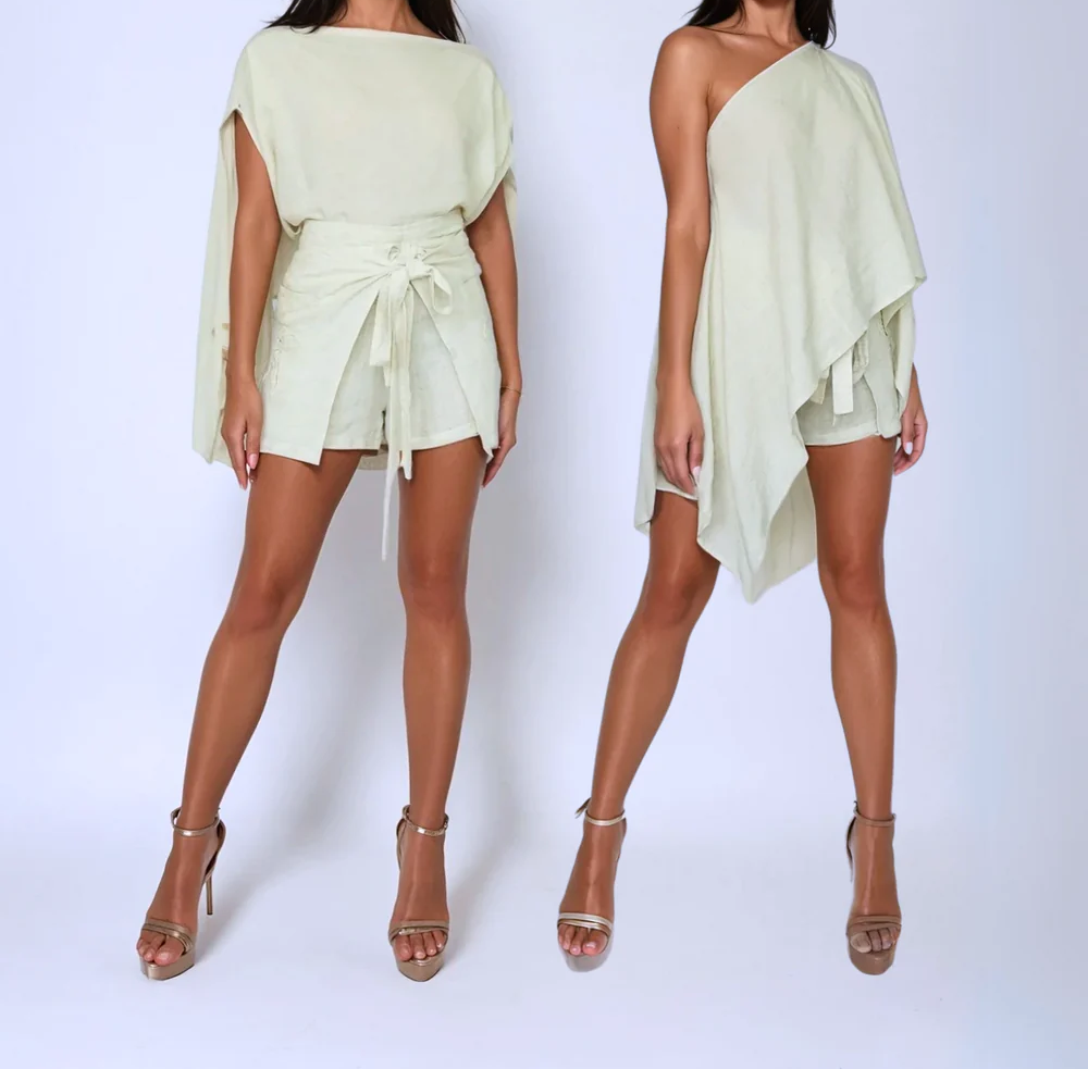 Linen Cape Top with Multiple Wear Styles