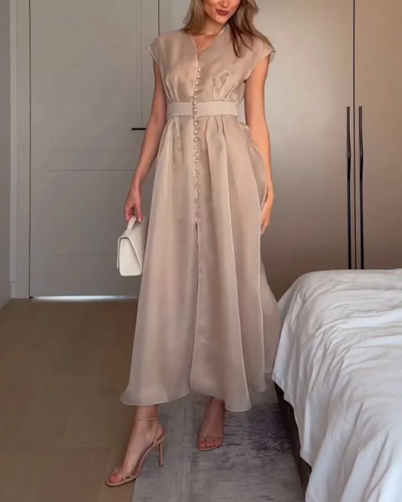 Organza V-neck dress