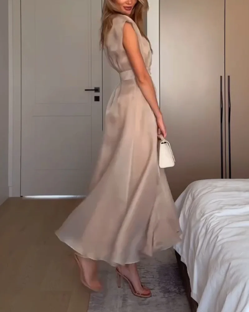 Organza V-neck dress