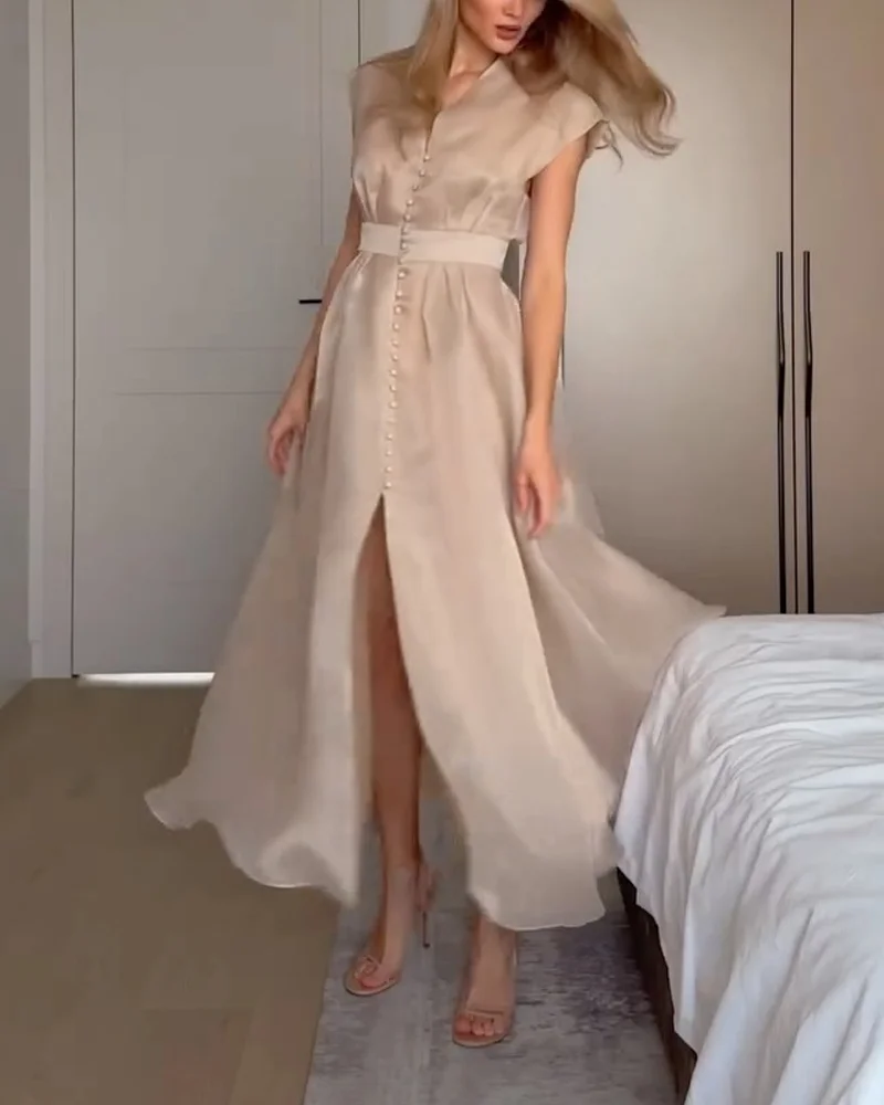 Organza V-neck dress