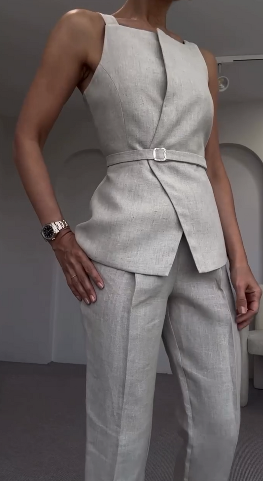 Lace-up vest + trousers set