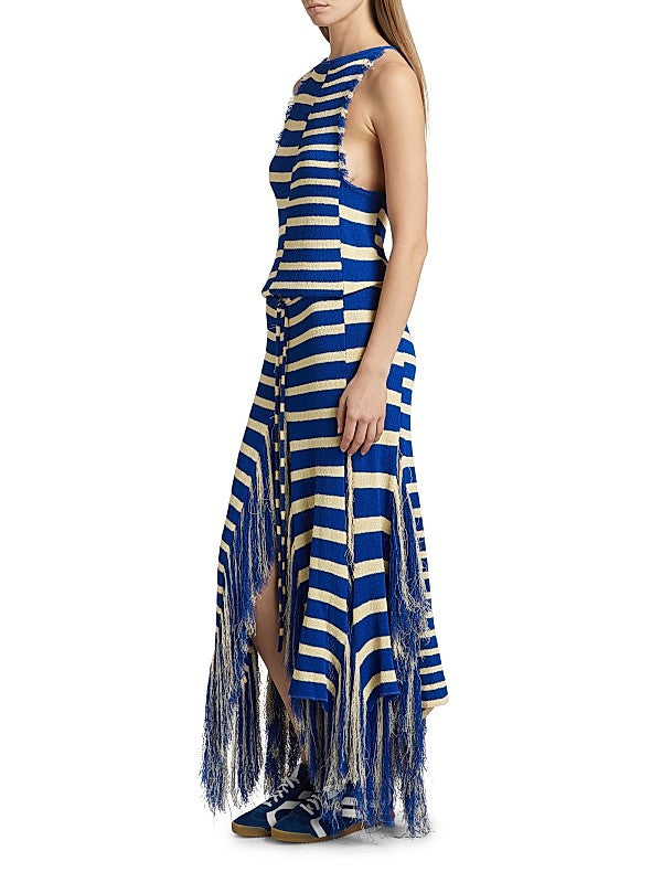 Stripe Fringed Knit Dress