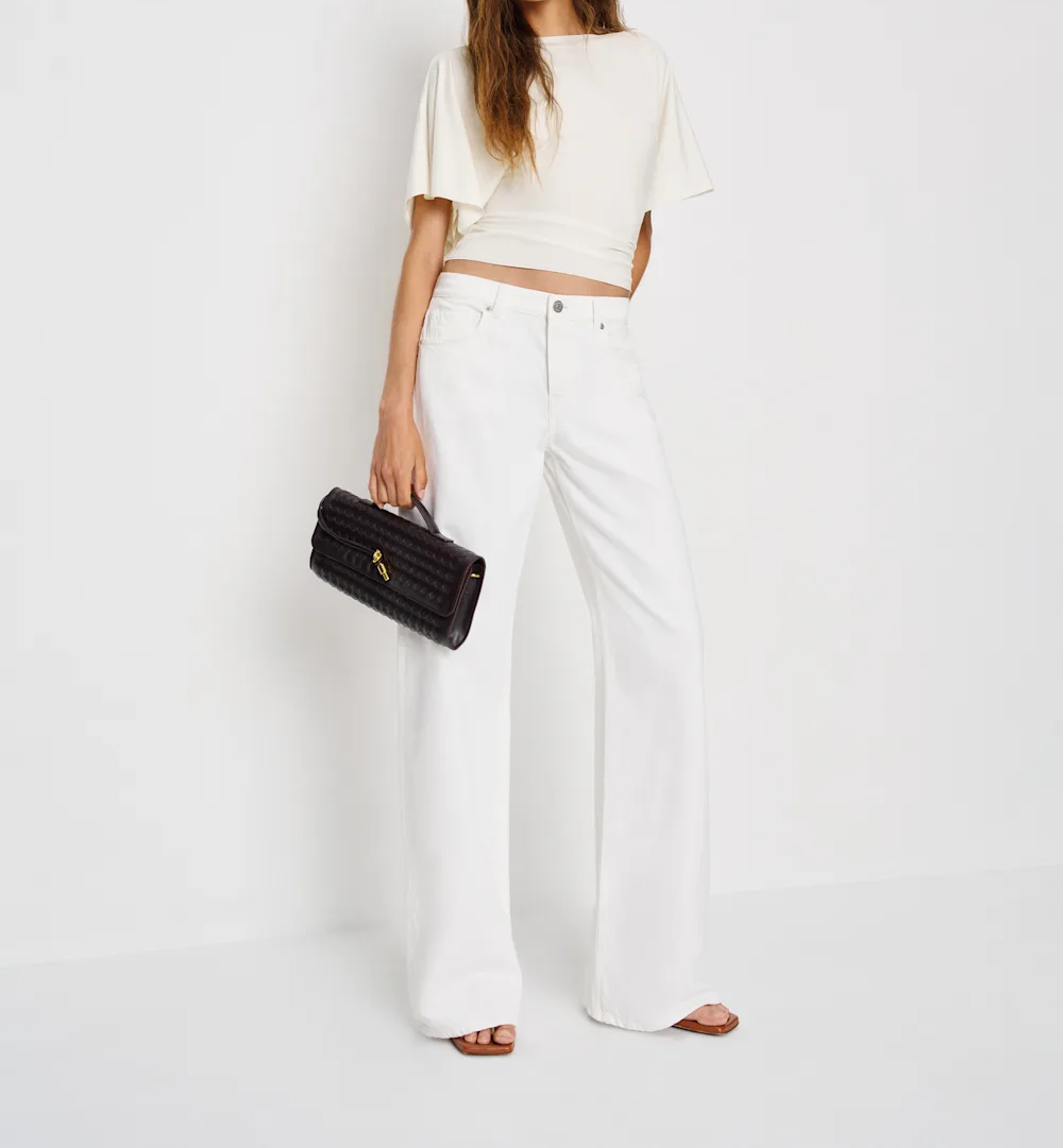 Stretch-knit top with tie back waist