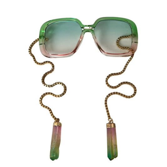 Green to Pink Gradient Frame Sunglass Necklace