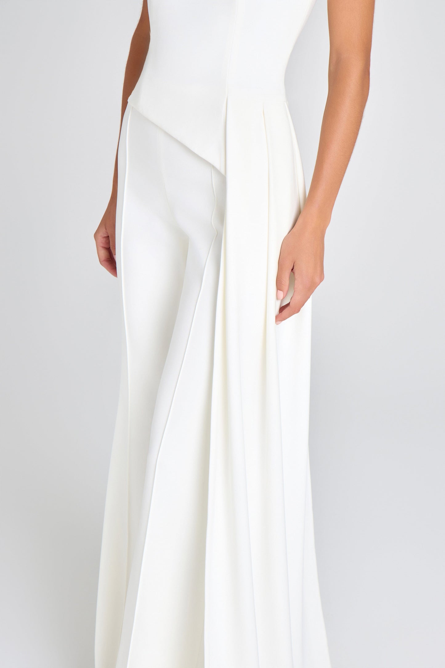 Asymmetrical floor-length top + pants set