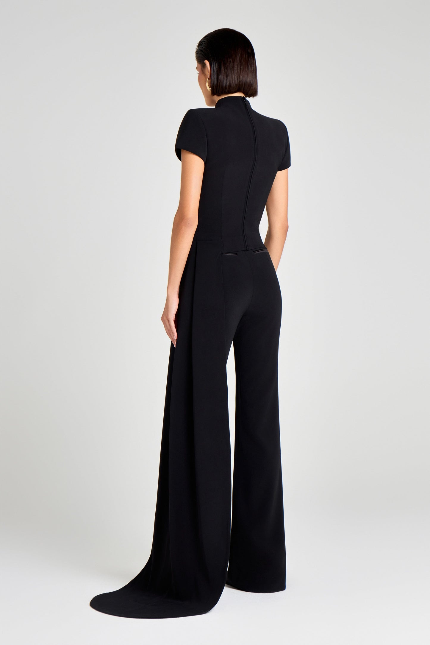 Asymmetrical floor-length top + pants set