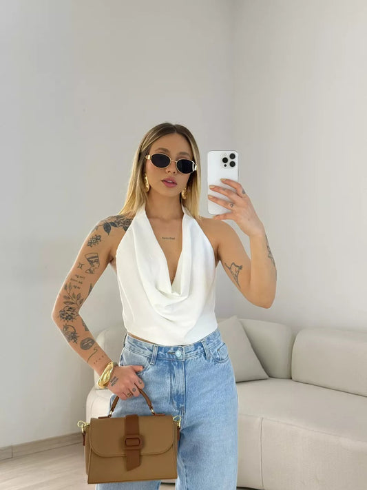 Drape neck shirt