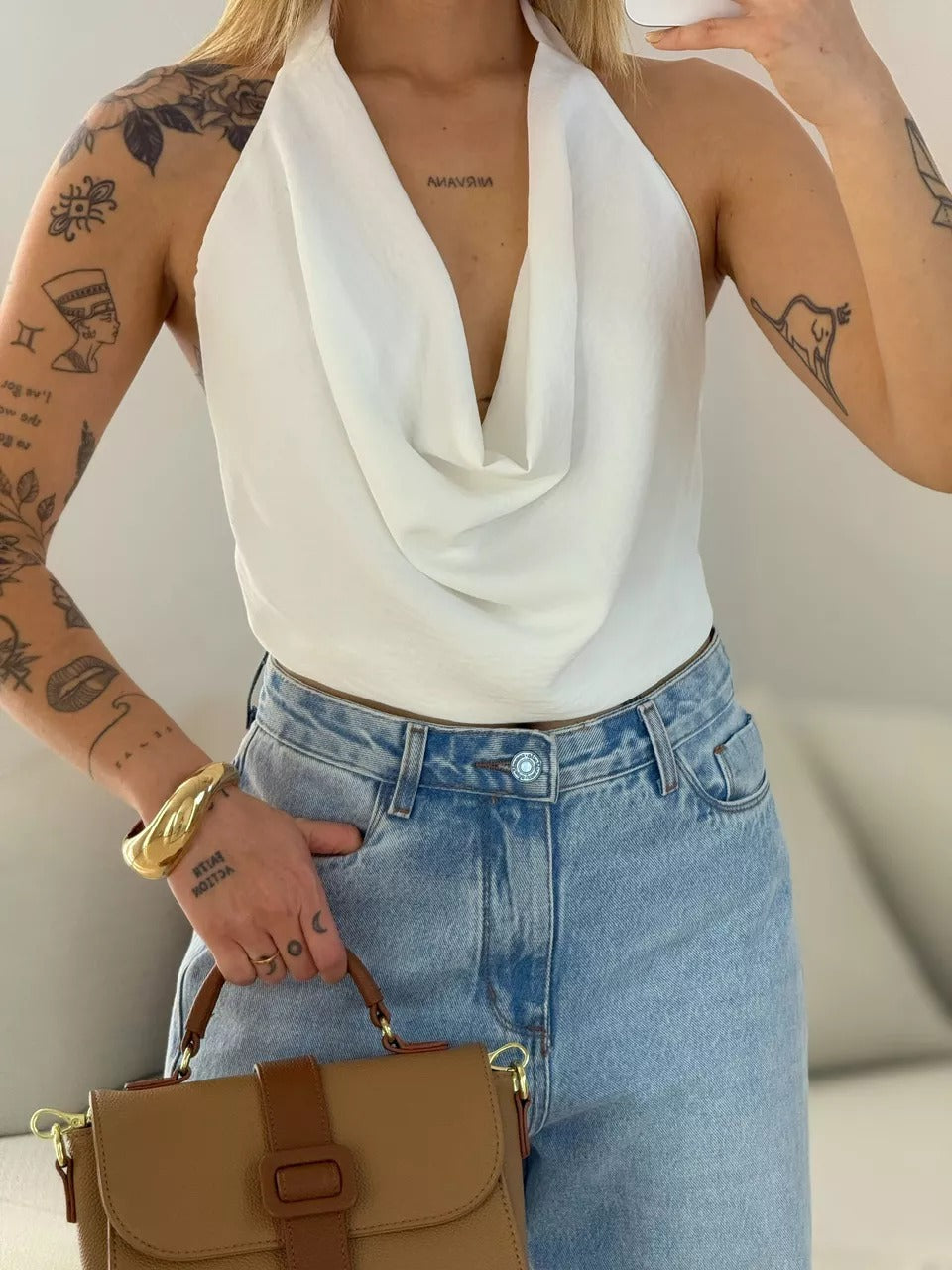 Drape neck shirt