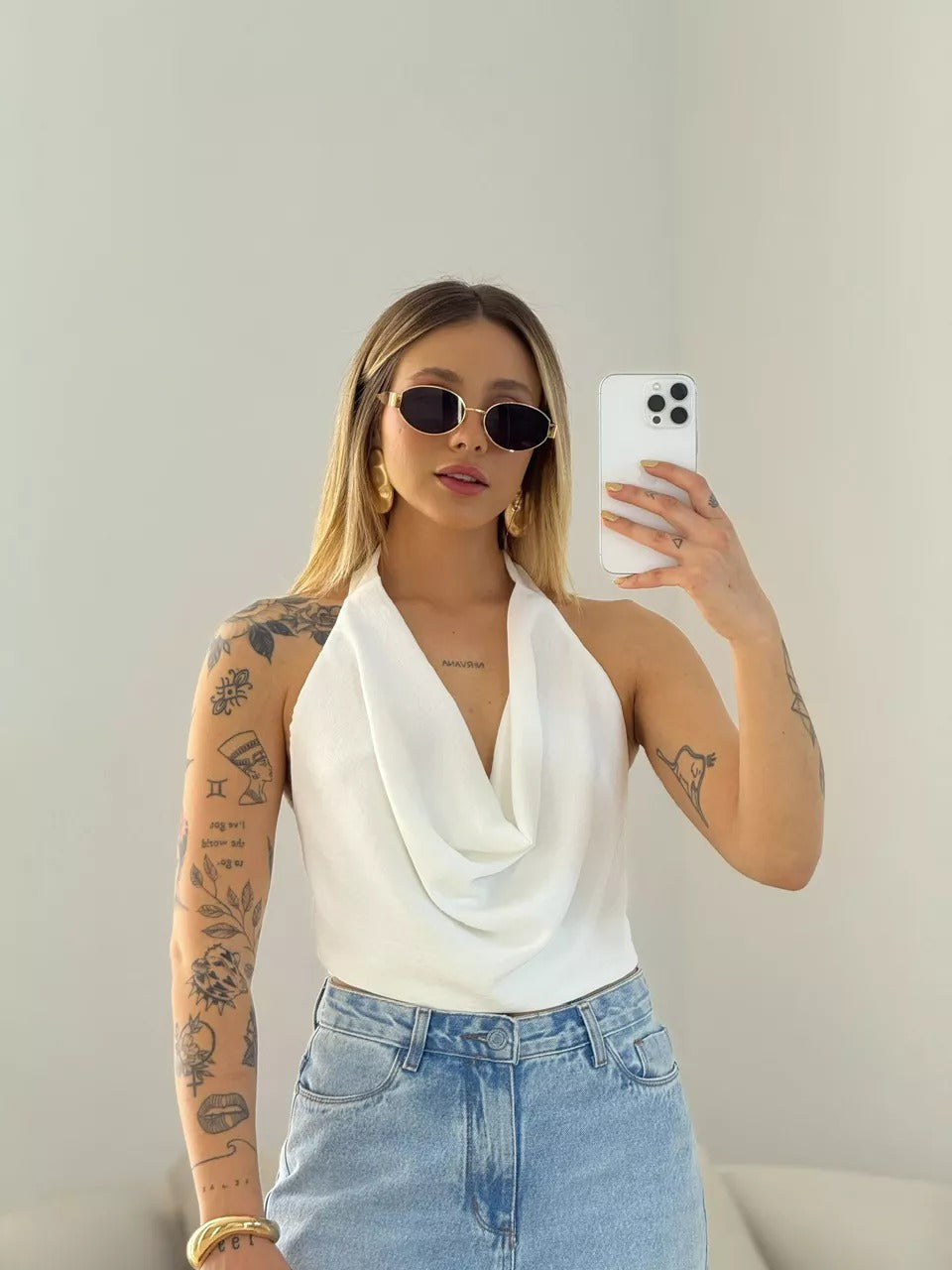 Drape neck shirt