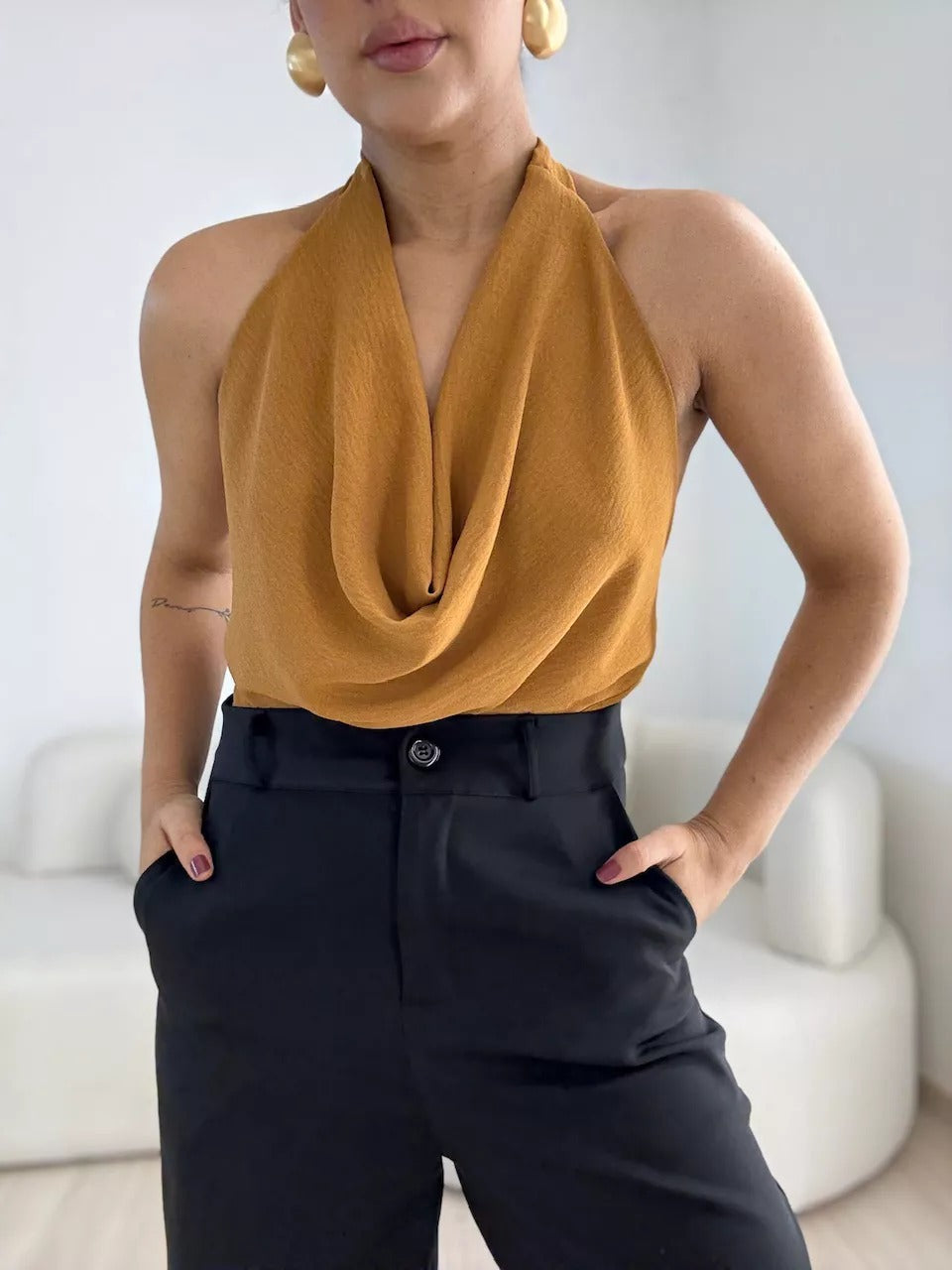 Drape neck shirt