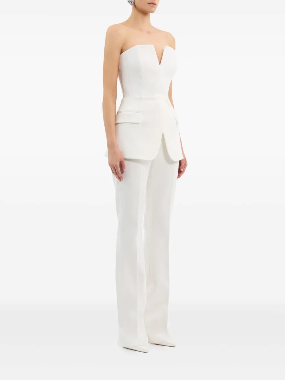V-neck sleeveless suit double pocket top