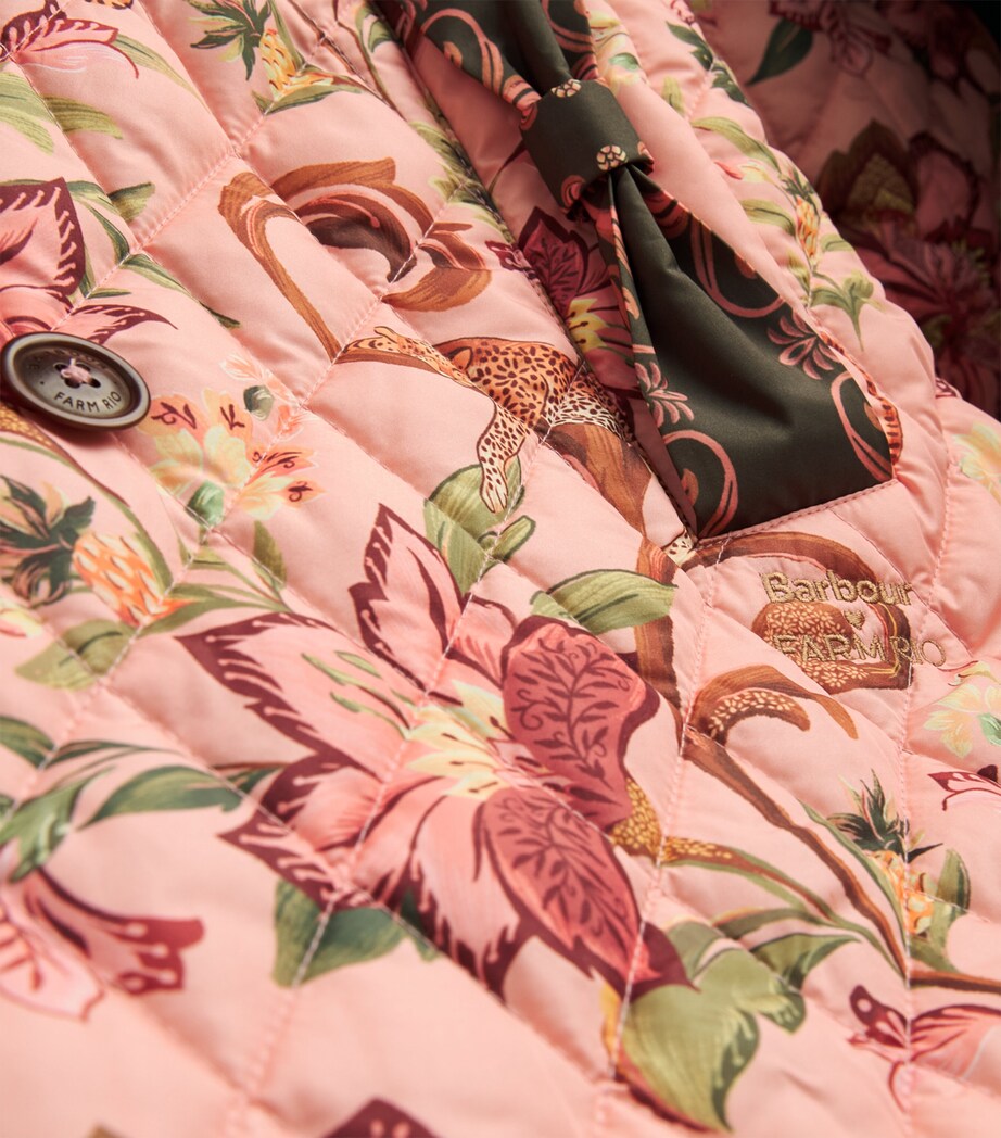 Floral print lapel tie cotton long jacket