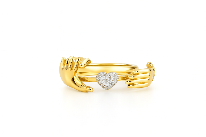 14k  Gold Open Hands Heart Ring