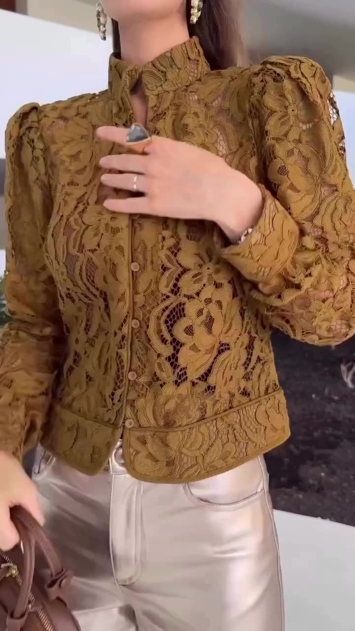Puff sleeve lace jacket