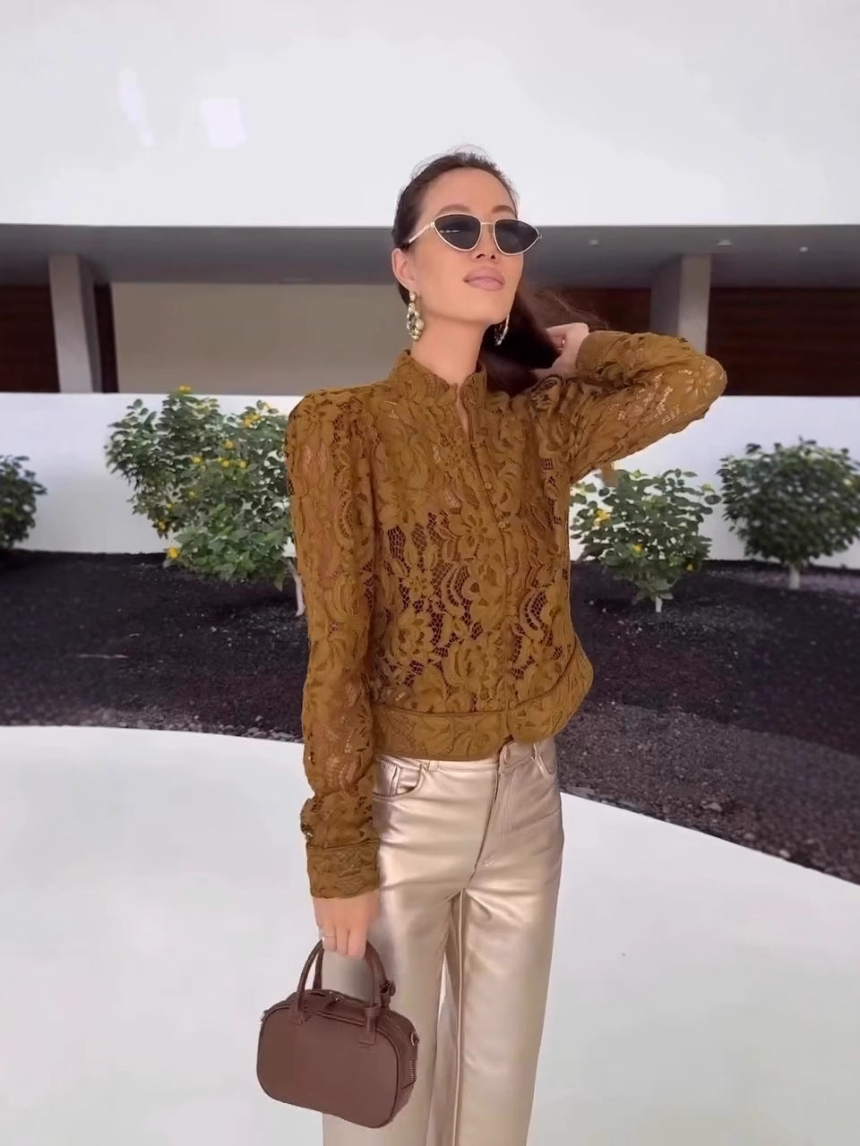 Puff sleeve lace jacket