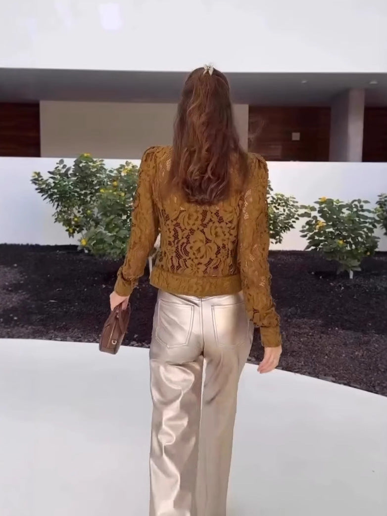 Puff sleeve lace jacket