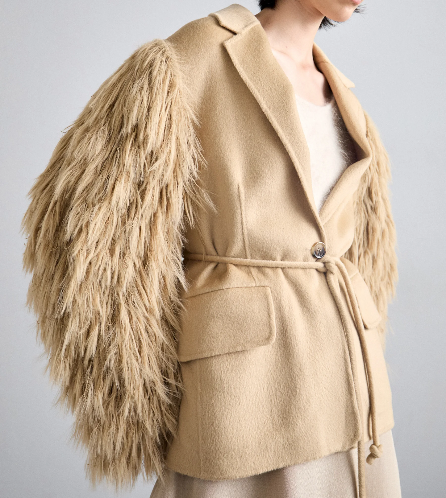 Fringed woolen suit jacket