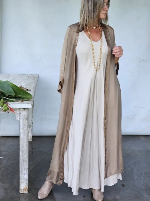 Solid color silk maxi dress