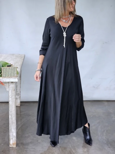 Solid color silk maxi dress