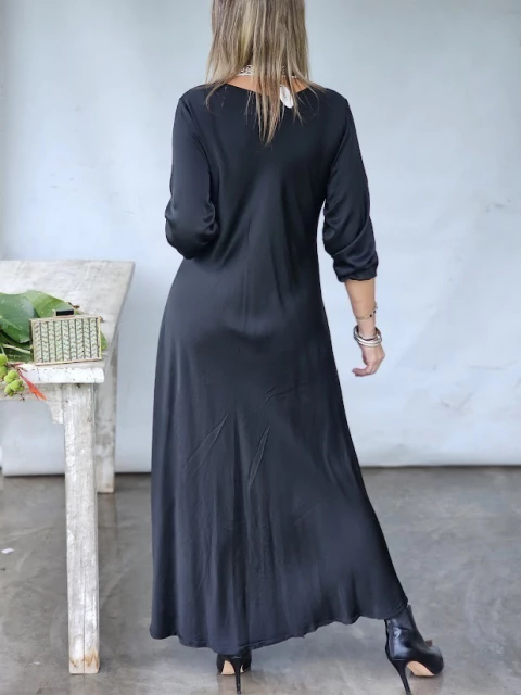 Solid color silk maxi dress