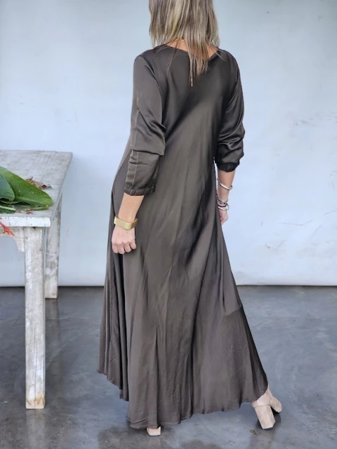 Solid color silk maxi dress