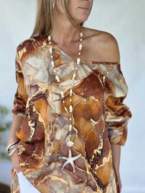 Irregular print silk tunic