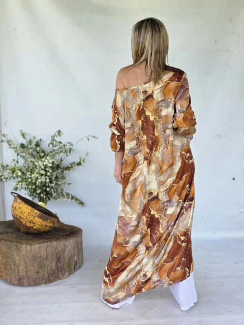 Irregular print silk tunic