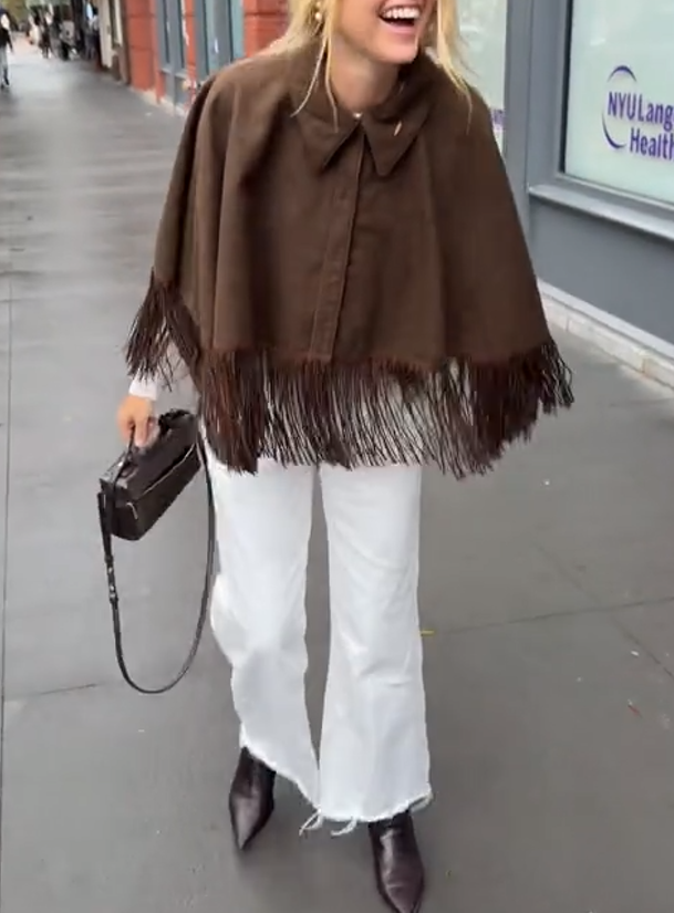 Fringed lapel cape
