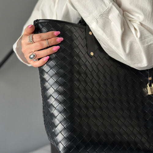 Double-sided woven tote bag