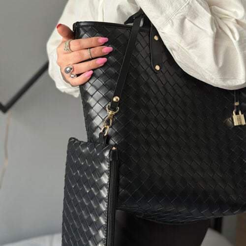 Double-sided woven tote bag