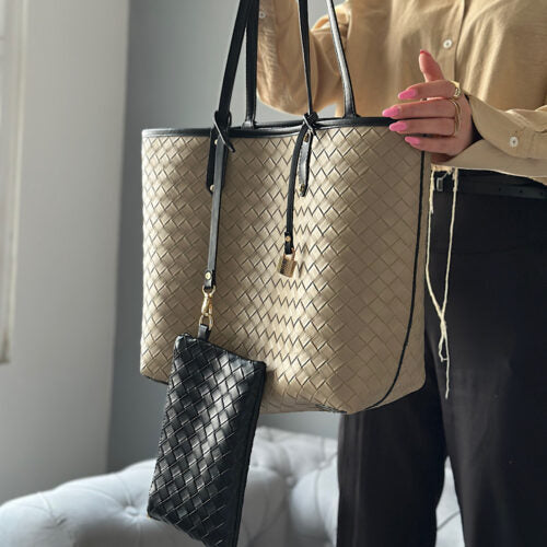 Double-sided woven tote bag